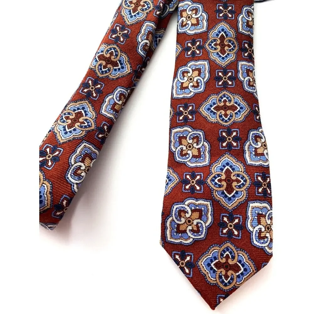 Daniel Cremieux Neck Tie Nwt 100% Wool Made in Italy Slim Skinny Geo Tie